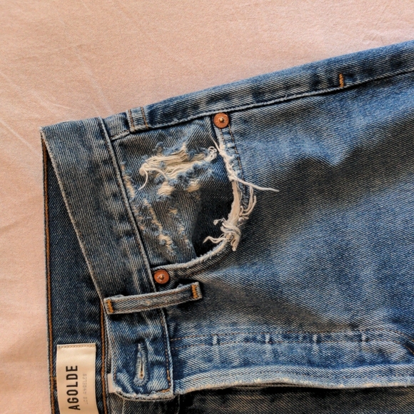 AGOLDE High Waisted Blue Ripped Jeans - Picture 7 of 13